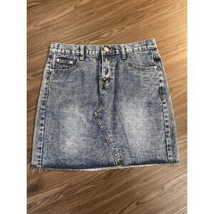 Vervet Raw Hem Denim Mini Skirt
